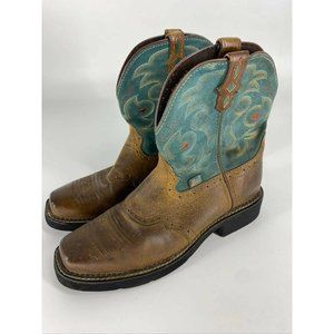 Justin Gypsy Collection Womens Western Cowboy Boots Blue Brown Leather 9 B